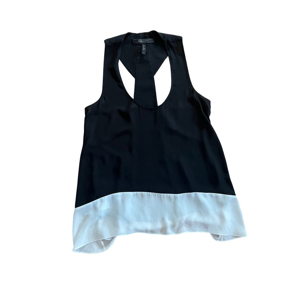 BCBGMaxAzria Cutout Black and White Loose Fit Tank Top XS - Picture 2 of 5